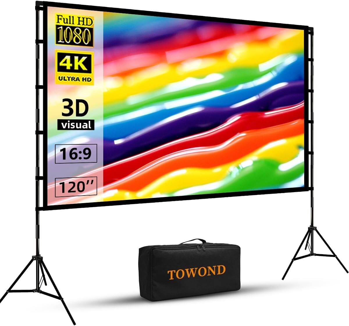TOWOND Projector Screen and Stand 120 inch Portable Projection Screen