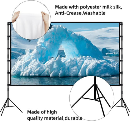 TOWOND Projector Screen and Stand 120 inch Portable Projection Screen