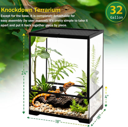 NEPTONION 32 Gallon Professional Glass Terrarium 18"x18"x24"