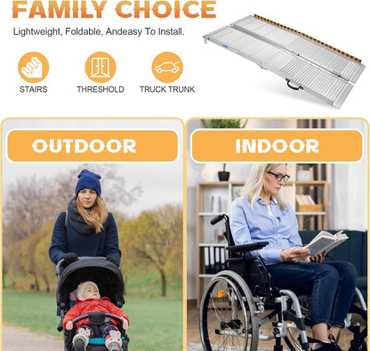 gardhom Wheelchair Ramp 2FT -7 FT Folding Aluminum Ramps for Wheelchairs