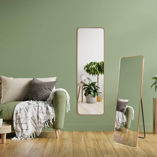 HORLIMER 60"x18" Full Length Standing Mirror with Aluminum Frame, 152x46cm