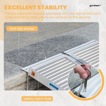 gardhom Wheelchair Ramp 2FT -7 FT Folding Aluminum Ramps for Wheelchairs
