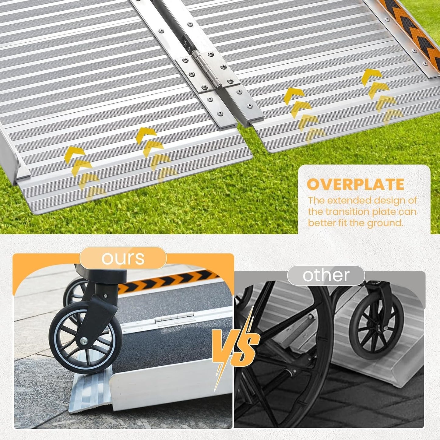 gardhom Wheelchair Ramp 2FT -7 FT Folding Aluminum Ramps for Wheelchairs