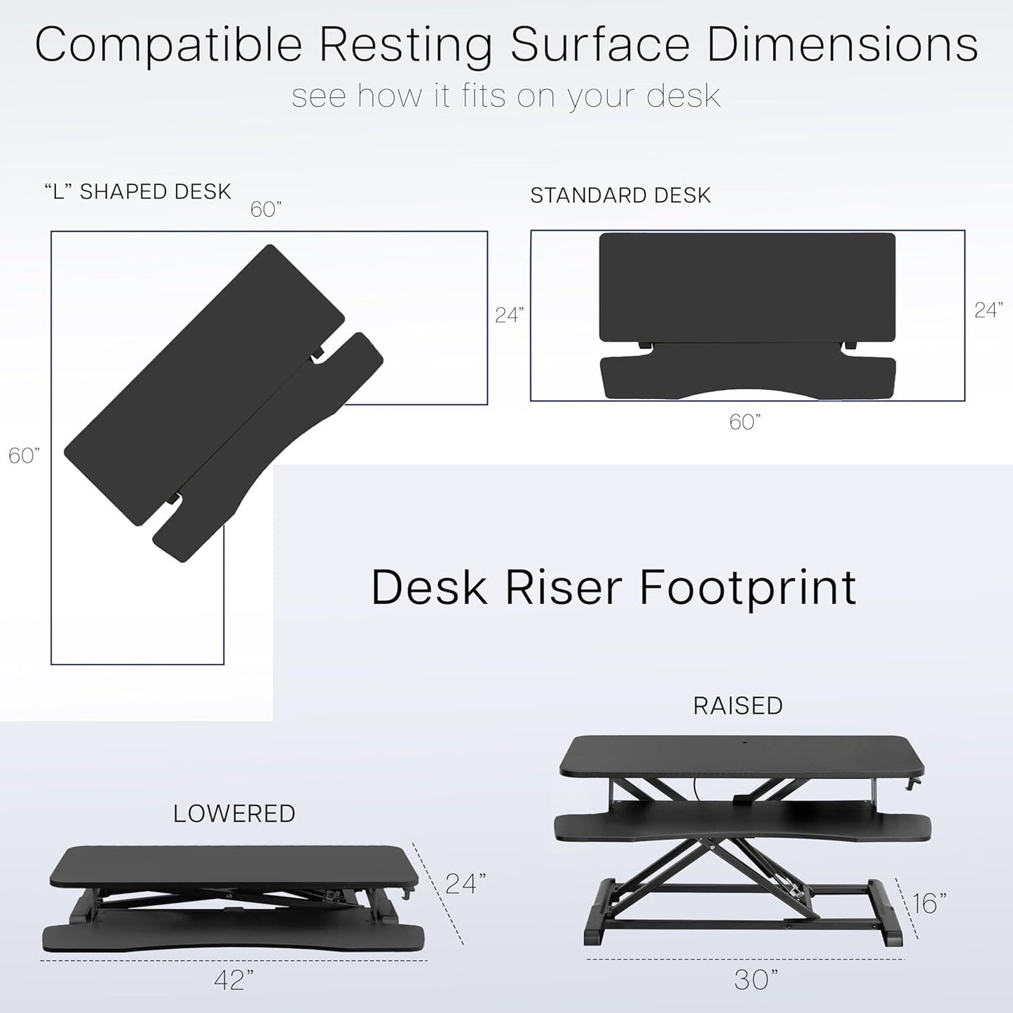 VIVO 107 cm Desk Converter, K Series Height Adjustable Sit to Stand Riser