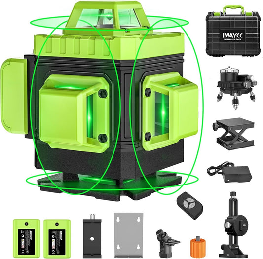 IMAYCC 3D Green Laser Level Self Level 16 Lines Cross Line Tool Indoor Outdoor