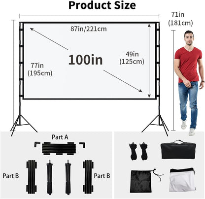 TOWOND Projector Screen and Stand 100 inch Portable Projection Screen