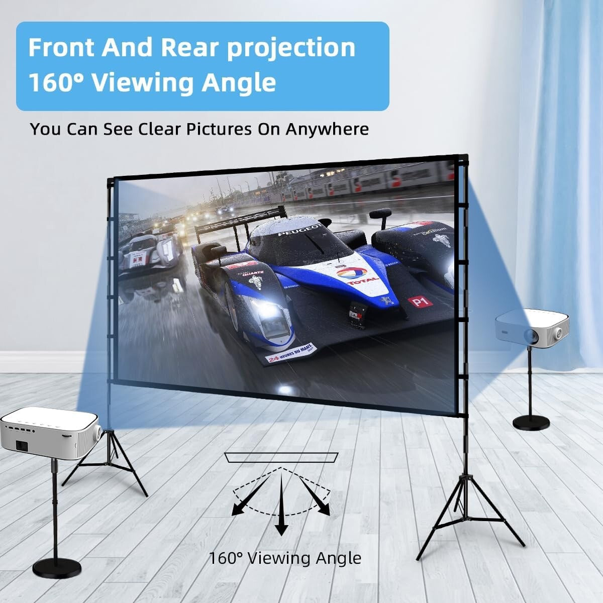 TOWOND Projector Screen and Stand 100 inch Portable Projection Screen