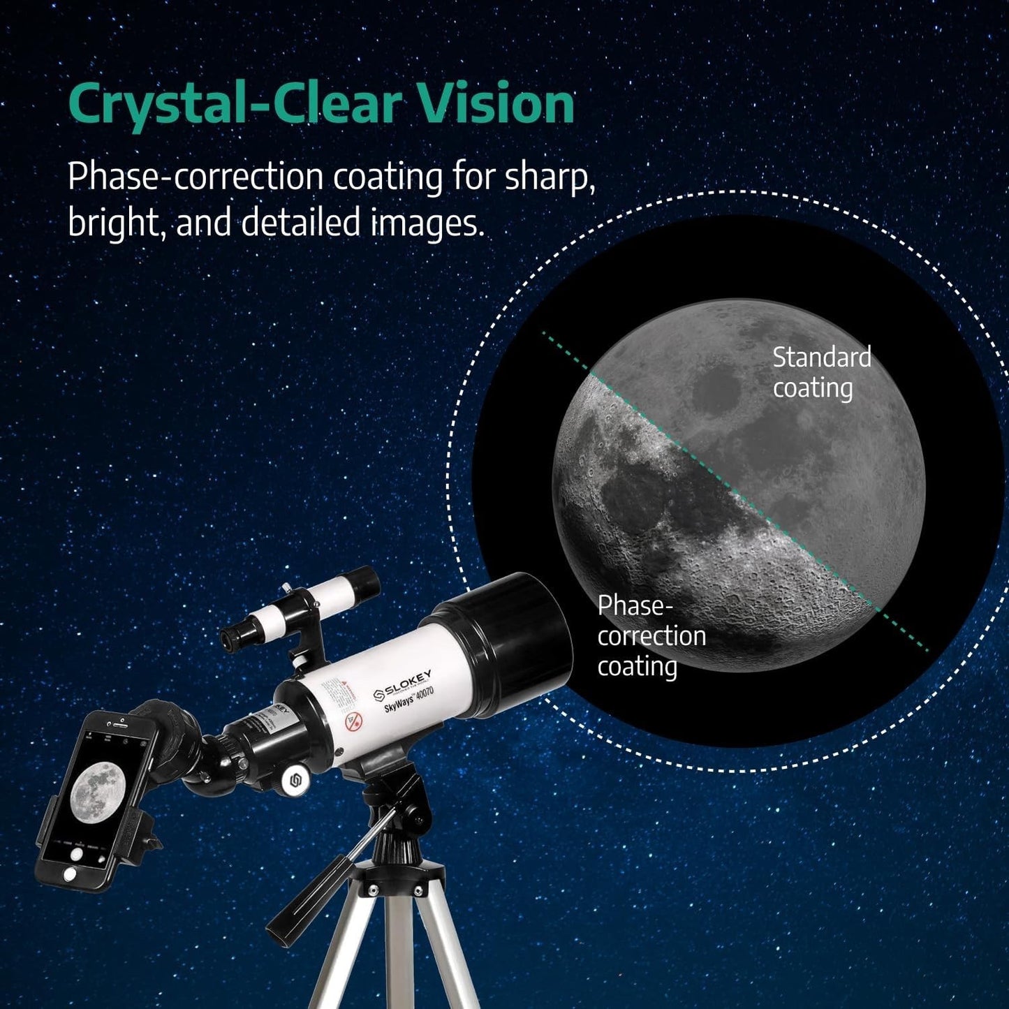 Slokey Telescope 40070 Astronomy Scope with 16x-120x Magnification White