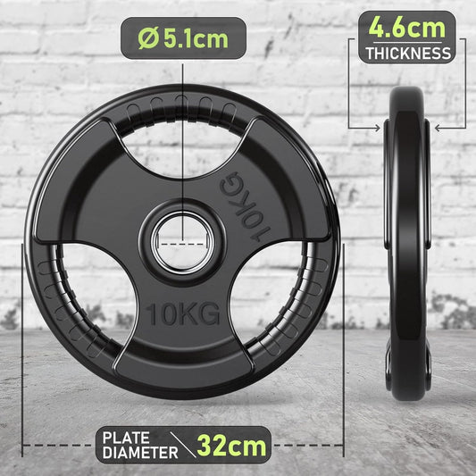 PhysKcal Olympic Weight Plates with Rubber Finish 2’’ Opening 10kg Pair