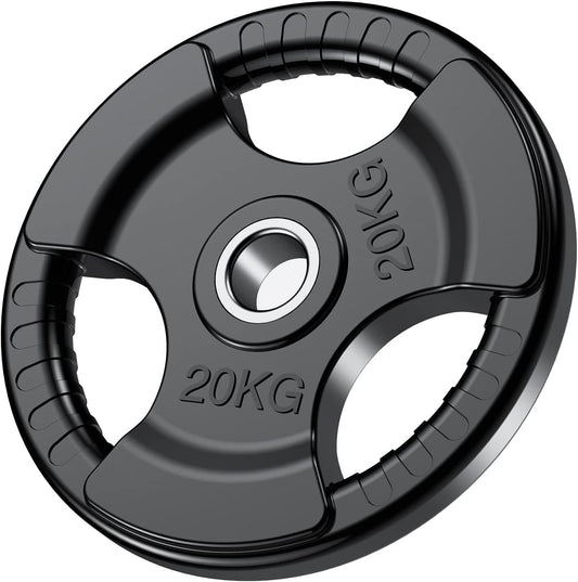 PhysKcal Olympic Weight Plates with Rubber Finish 2’’ Opening and Tri-Grips 20kg