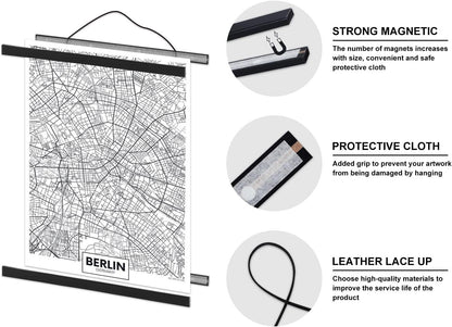Benjia Poster Frame Frames A0, Magnetic Light Wood Poster Hanger