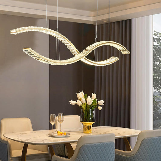 Fordeson Crystal Modern LED Chandeliers 39.3inch Dimmable LED Pendant Light