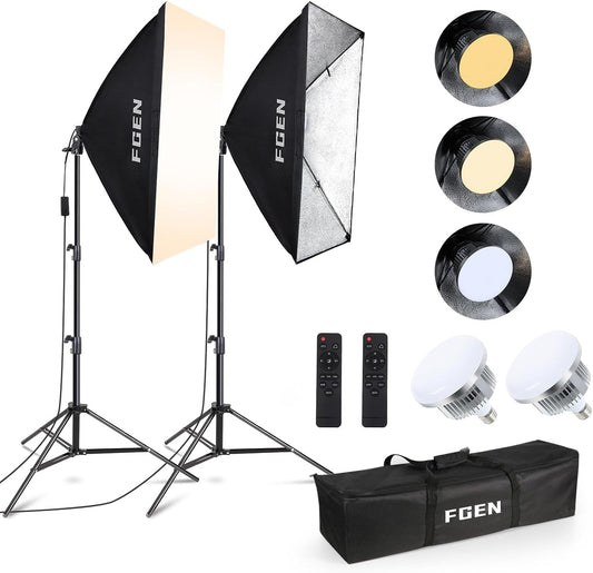 Softbox Photography Lighting FGen 85W LED Soft Box with Remote Control Dimmable