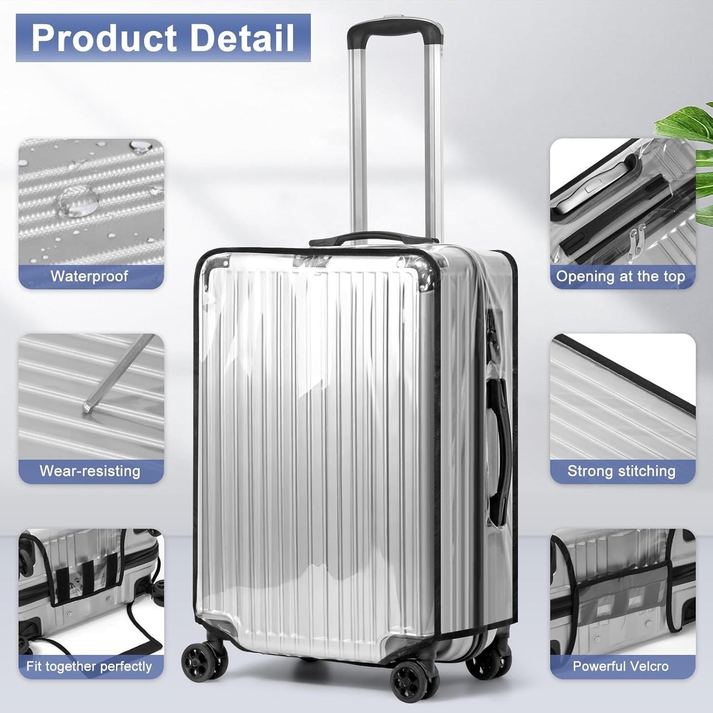 Aomiduo 2 PCS Suitcase Covers Protector Travel Transparent 30 Inch Luggage Cover