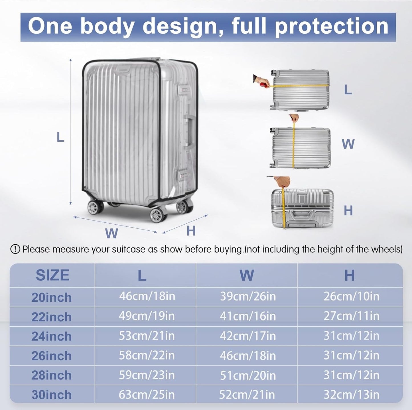 Aomiduo 2 PCS Suitcase Covers Protector Travel Transparent 30 Inch Luggage Cover