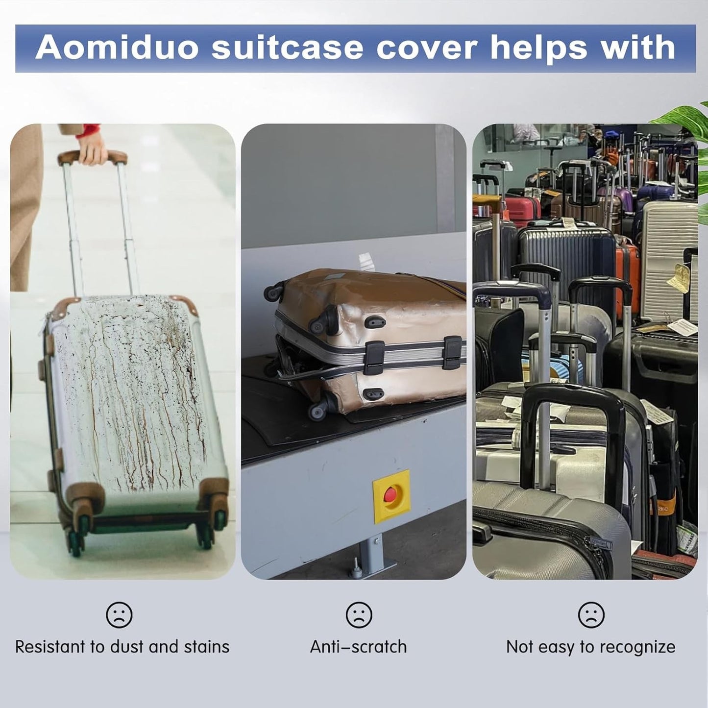 Aomiduo 2 PCS Suitcase Covers Protector Travel Transparent 30 Inch Luggage Cover