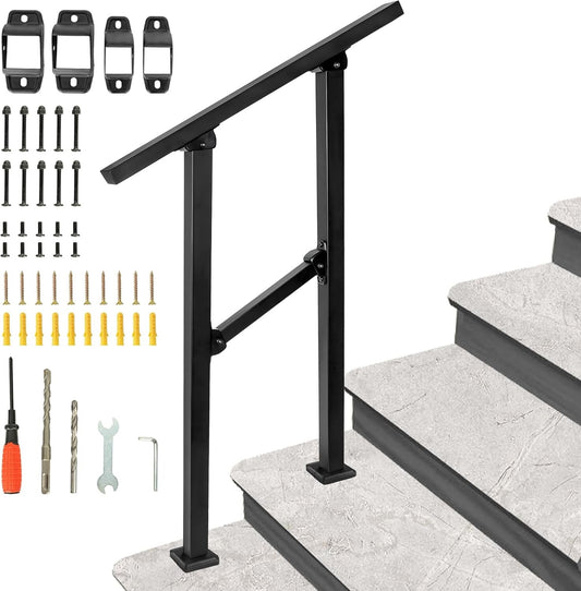 BQKOZFIN Wrought Iron Handrail Step Handrails for Outdoor Steps Fit 2 to 3 Steps