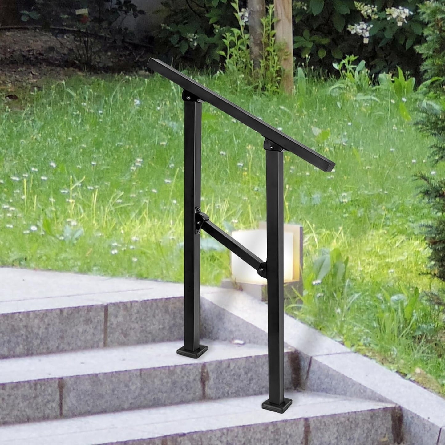 BQKOZFIN Wrought Iron Handrail Step Handrails for Outdoor Steps Fit 2 to 3 Steps