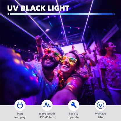Barrina LED UV Light with Power Cord 4ft 120cm Linkable Black Light T5