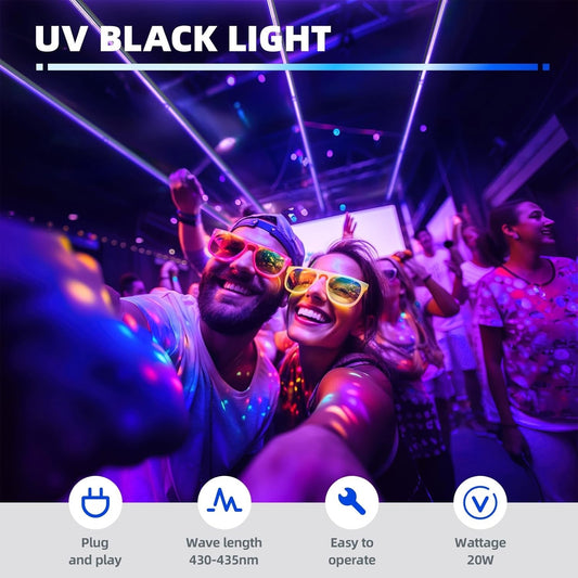 Barrina LED UV Light with Power Cord 4ft 120cm Linkable Black Light T5