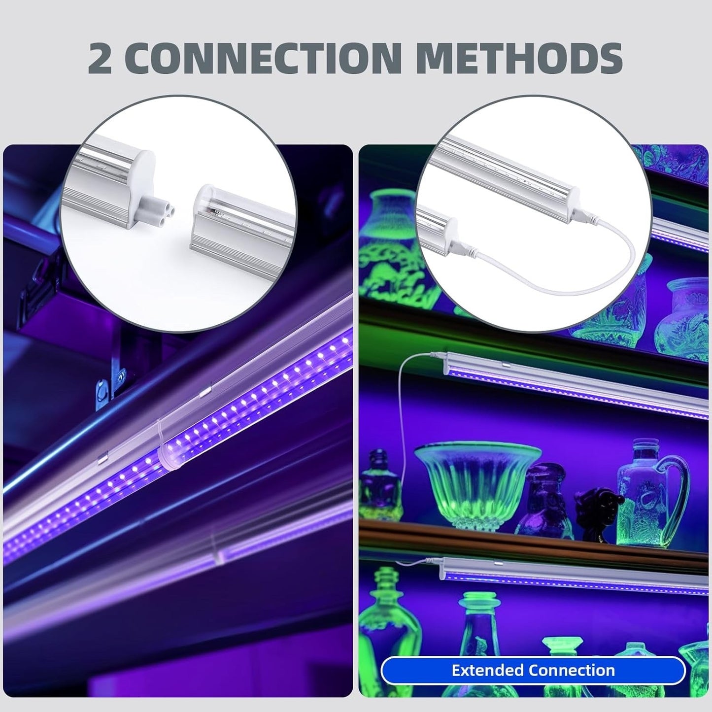 Barrina LED UV Light with Power Cord 4ft 120cm Linkable Black Light T5