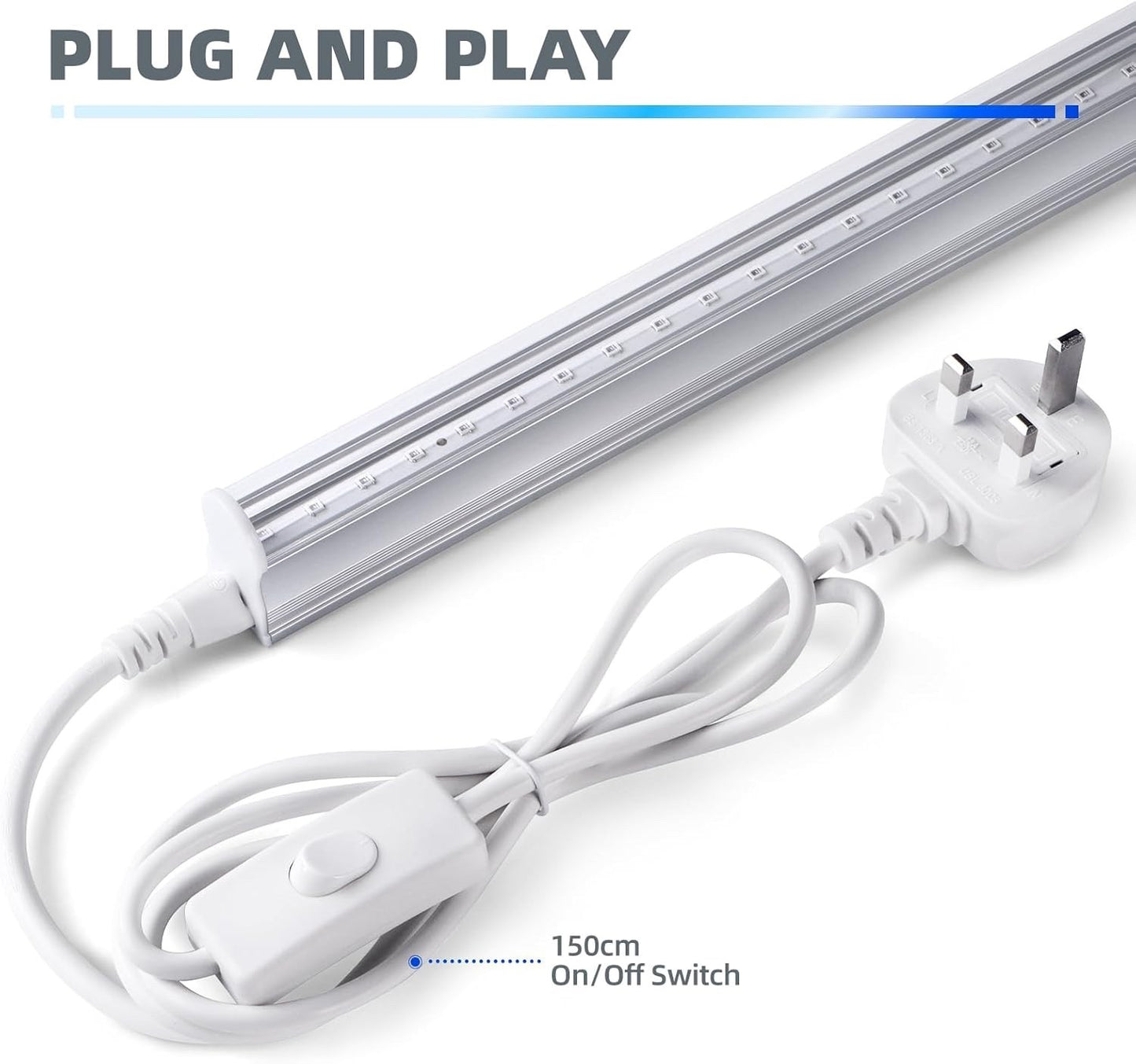 Barrina LED UV Light with Power Cord 4ft 120cm Linkable Black Light T5