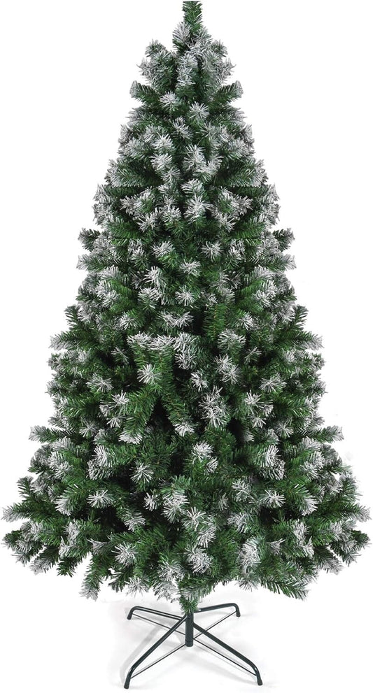 Prextex Christmas Decorations 6Ft Artificial Canadian Fir Full Pop-up White Tips