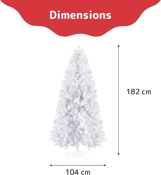 Prextex 1.8M White Christmas Tree - Artificial Canadian Fir Small with Stand