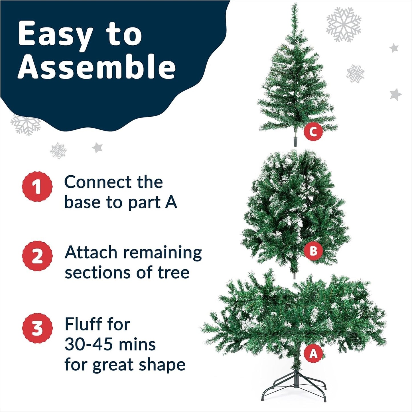 Prextex Christmas Decorations 6Ft Artificial Canadian Fir Full Pop-up White Tips