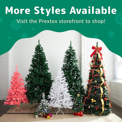 Prextex Christmas Decorations 6Ft Artificial Canadian Fir Full Pop-up White Tips