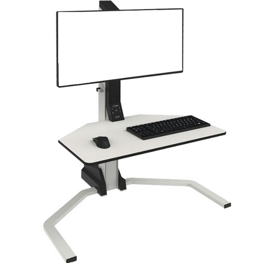 Silverline Freedom Electric Sit Stand Desk Riser Electric Single Monitor - White