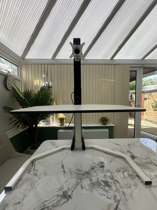 Silverline Freedom Electric Sit Stand Desk Riser Electric Single Monitor - White