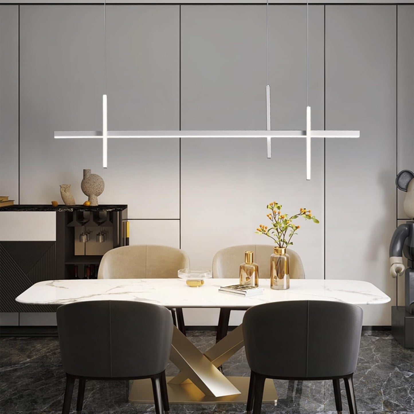 meibeileil 100cm Pendant Lights for Kitchen Island White Dimmable Kitchen Island