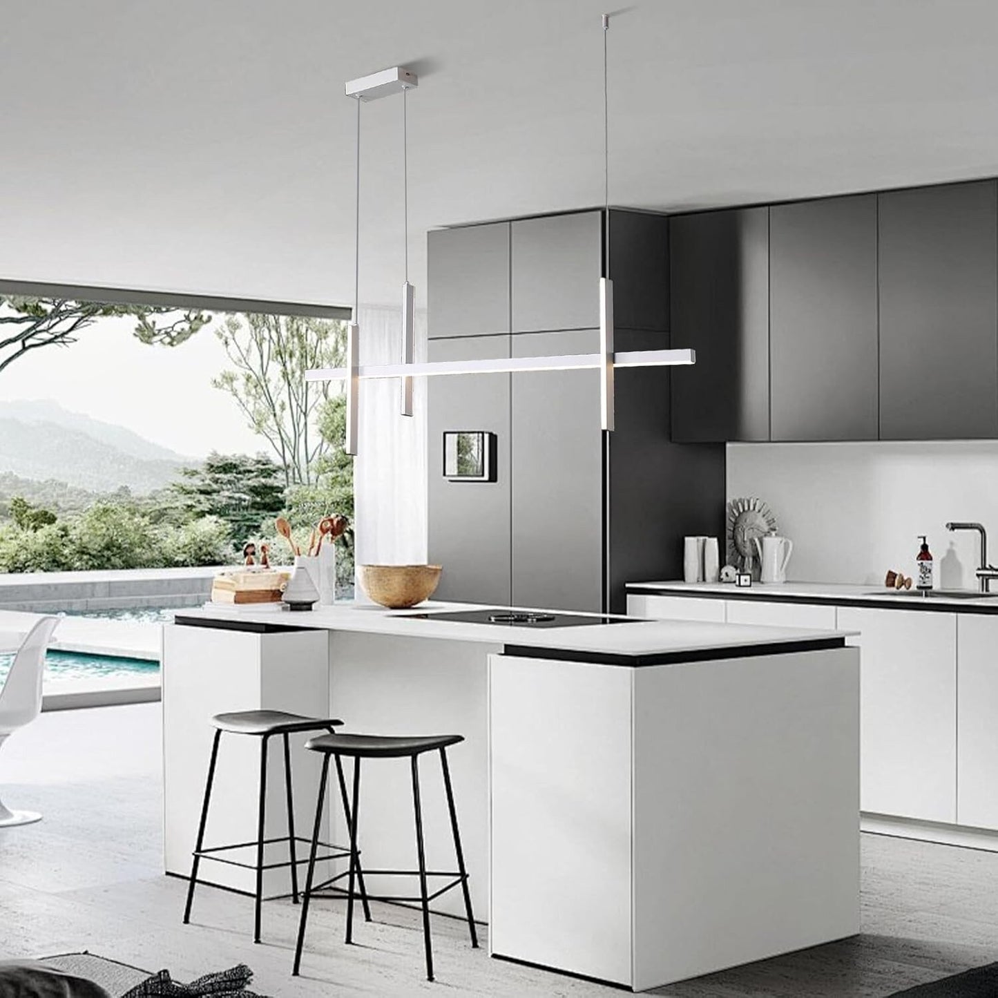 meibeileil 100cm Pendant Lights for Kitchen Island White Dimmable Kitchen Island
