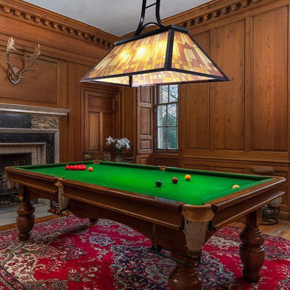 Wellmet Vintage 3-Light Pool Table Light Pendant Tiffany-Style Printed Shade