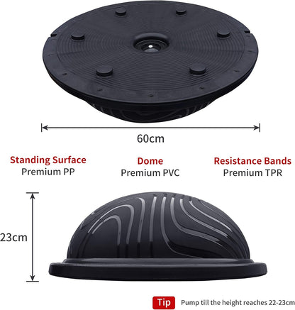PROIRON Balance Trainer with Resistance Bands Balance Ball Half Yoga Ball Black