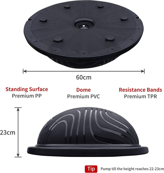 PROIRON Balance Trainer with Resistance Bands Balance Ball Half Yoga Ball Black