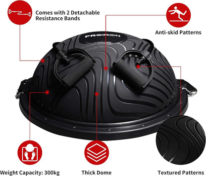 PROIRON Balance Trainer with Resistance Bands Balance Ball Half Yoga Ball Black