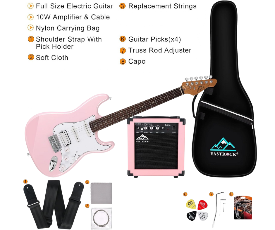 Eastrock 39 inch Full-Size Electric Guitar for Junior Beginners Pink