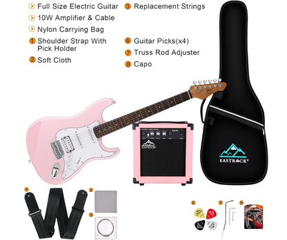 Eastrock 39 inch Full-Size Electric Guitar for Junior Beginners Pink