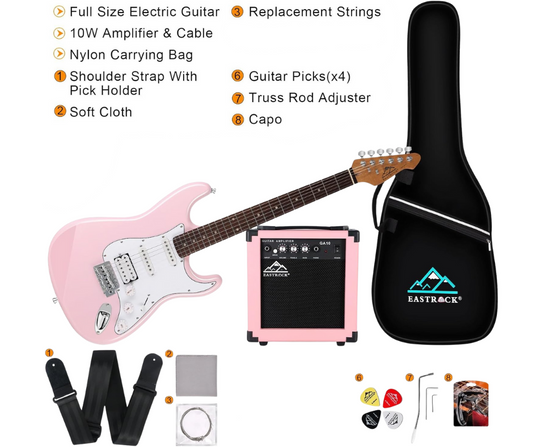 Eastrock 39 inch Full-Size Electric Guitar for Junior Beginners Pink
