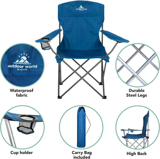 Outdoor World Folding Camping Chair, Compact Portable Garden Seat