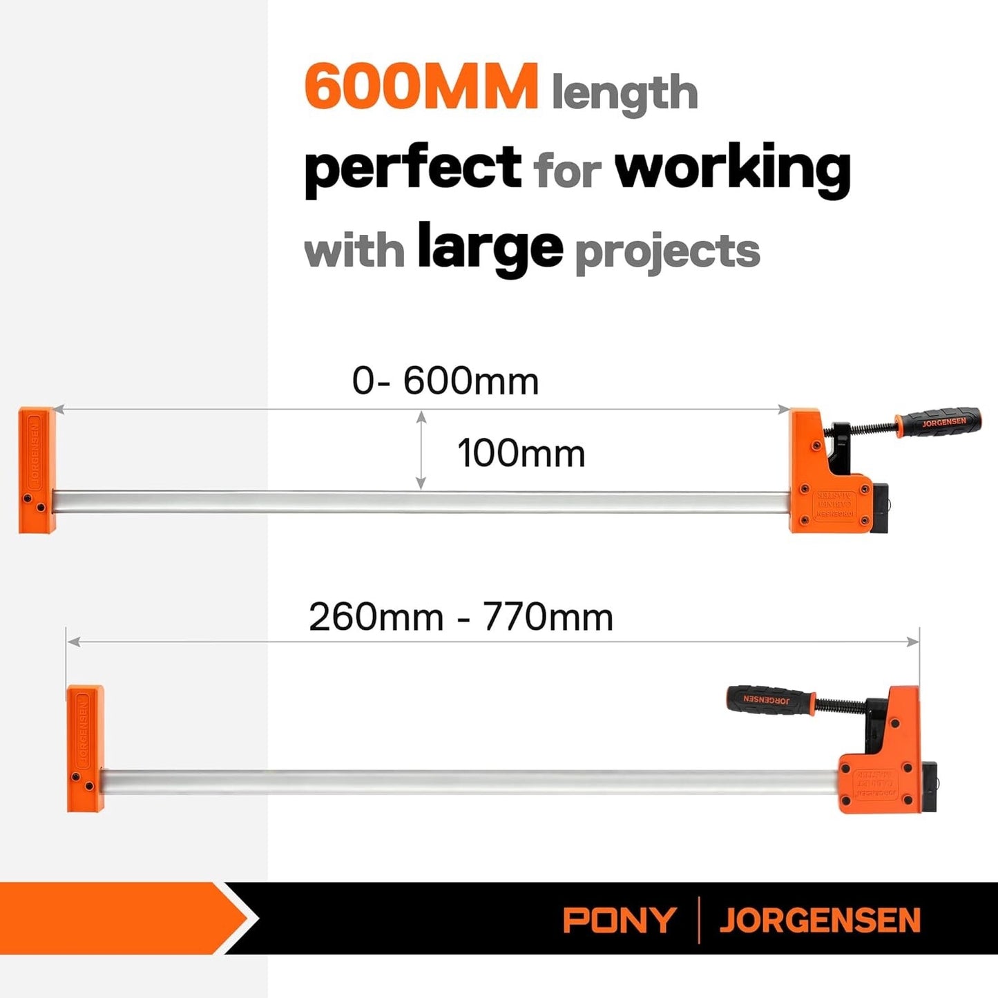 JORGENSEN Clamps for Woodwork 600 mm Heavy Duty Wood Clamps