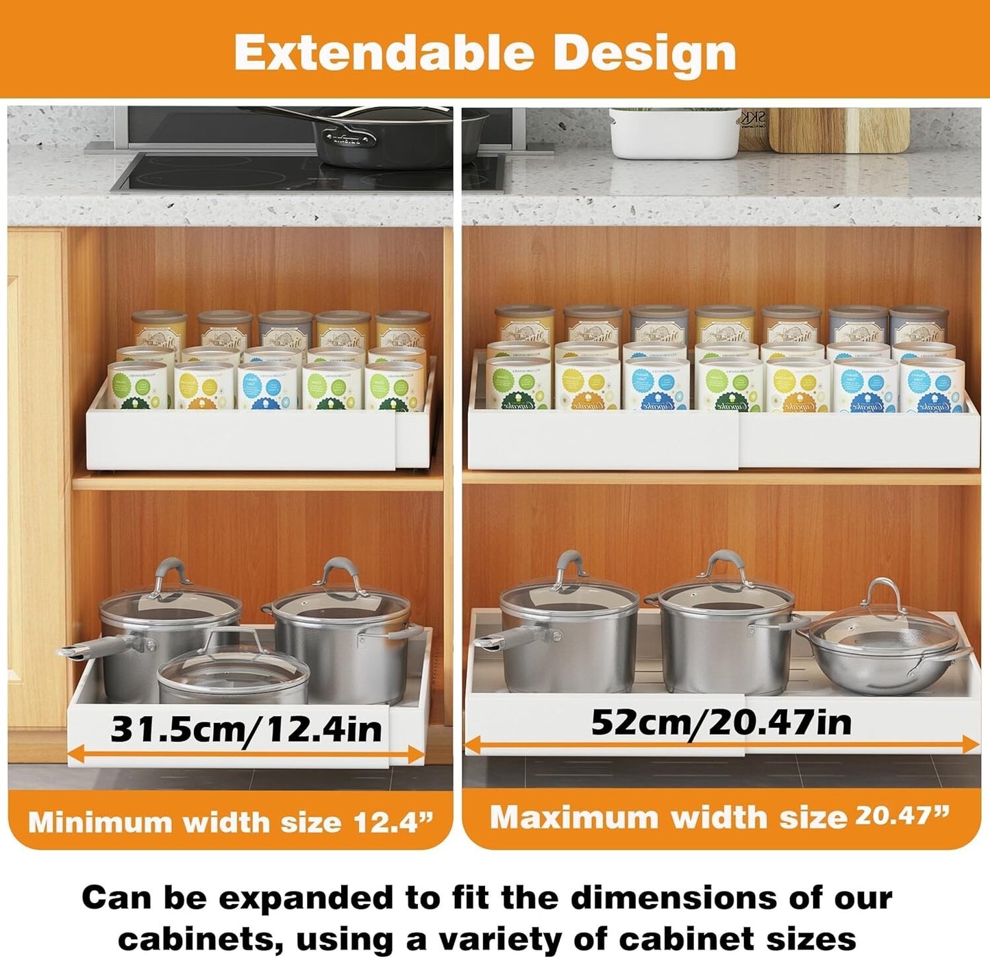 COVAODQ pull out kitchen storage, cupboard pull out storage 2 Pack