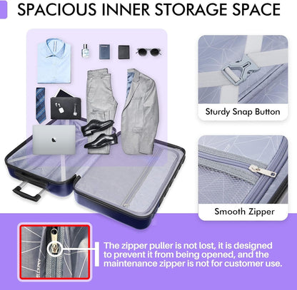 AnyZip Luggage PC ABS Hardside Lightweight Suitcase with 4 Universal Wheels 24"