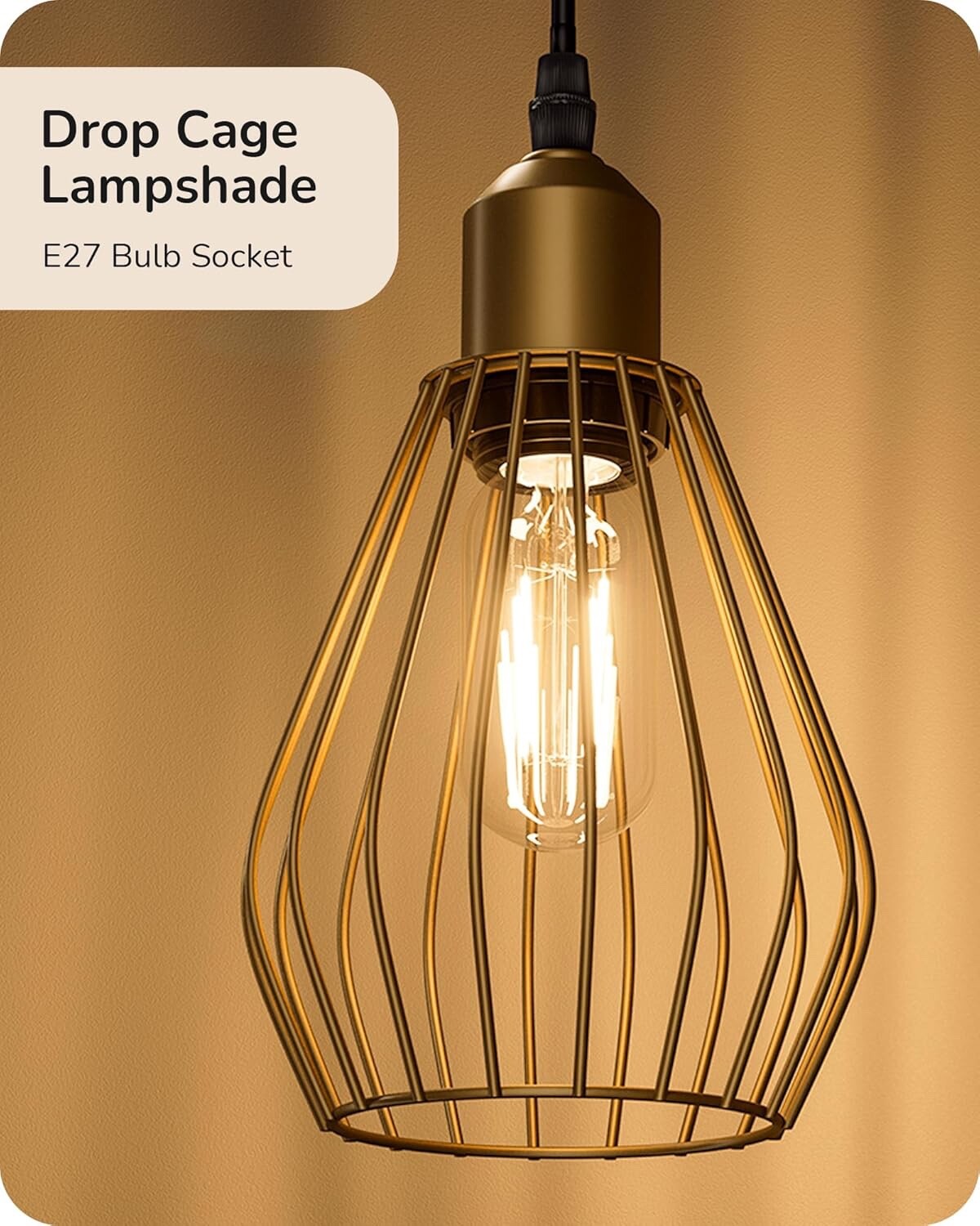 EDISHINE Industrial Floor Lamp Dimmable Standing Lamp with Wire Cage Lampshade