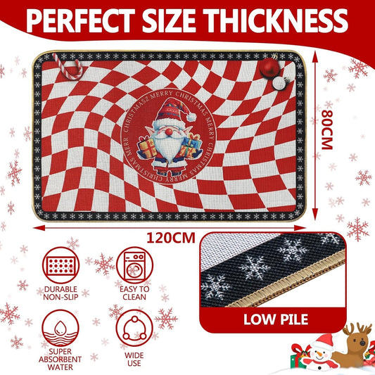 Falflor Buffalo Plaid Christmas Doormat 80x120CM Non Slip Dirt Trapper