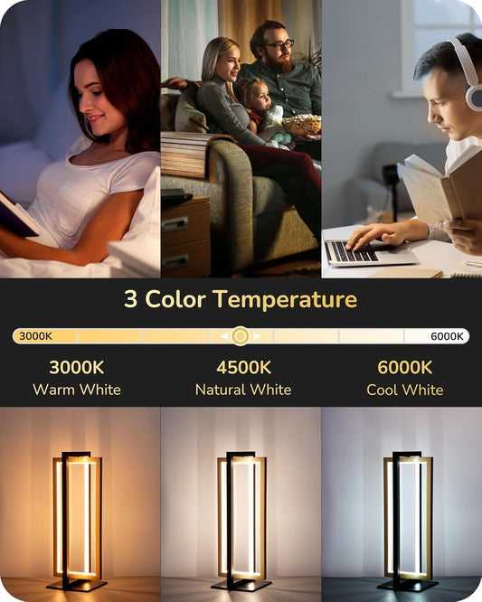 EDISHINE LED Bedside Lamps Dimmable Table Touch Lamp Golden Square