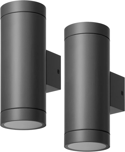 EDISHINE Outdoor Wall Lights IP44 Waterproof Up Down Light Metal Black