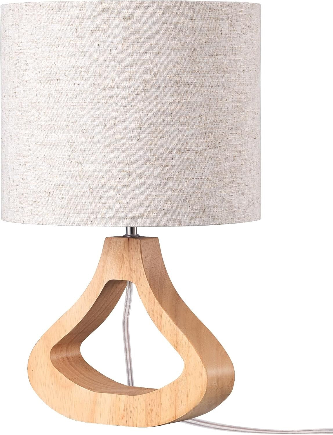 EDISHINE Wooden Bedside Lamp 34cm Table Lamp for Living Room Bedroom